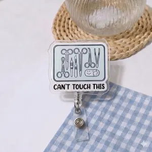 2D 1pc Fun Creative Badge Reel Retractable, Lightweight Name Badge Clip with Belt Clip Ideal for Nurses, Workers, Doctors, Rns, Cnas, Playful Badge Design | Durable Badge Holder