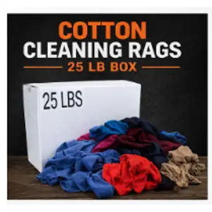 25 lbs. Recycled T-Shirt Cloth Rags, Colors Vary