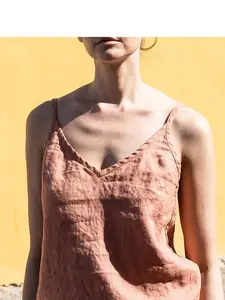 2026 Women’s spaghetti-strap top Simple V-neck design Breathable linen-cotton fabric Relaxed, comfortable fit Available in a range of colours