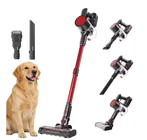 Cordless Stick Vacuum Cleaner,3-in-1 Stick Lightweight Vacuum for Pet Hair Carpet Floor Home, Black-Red