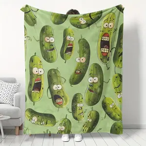 Cozy Pickle-Themed Flannel Throw Blanket - Soft, Warm & Smooth |   Perfect for Couch, Bed, Air Conditioning |   Ideal Christmas or Birthday Gift