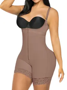 1 Count Women's Butt Lifter Shapewear Bodysuit Fajas, Colombian Shapewear, Tummy Control Body Shaper with Front Zipper, Sculpting Body Shaperwear Jumpsuit, Open Bust High Compression Postpartum Recovery, Suitable For Training Or Sports, Underwear, Style
