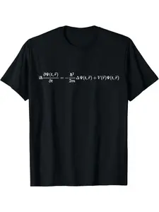 Men'S Schrödinger'S Equation of Quantum Mechanics T-Shirt |   Black with White Mathematical Formula Graphic - Heavyweight 180gsm Fabric - Physics Enthusiast Apparel - Everyday Casual Tee for Scientists and Students - All-Season Comfort Fit