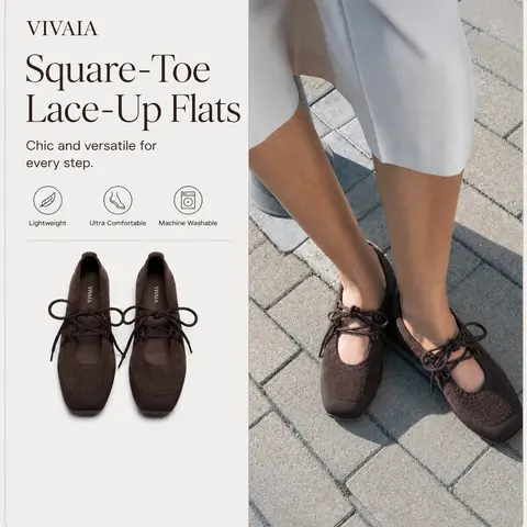 Recommend Size down ½ (True to size for wide feet) | VIVAIA Square-Toe Mary Jane Flats, Velvet Knit Shoes with Cushioned Bubble Sole, Fall Shoes for Women, Wide-Feet Friendly, Back to School (Cecily)