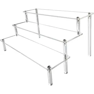 Clear Display Risers Stand Perfume Organizer Cologne Acrylic Shelves 3 Tiered Cupcake Shelf for Amiibo Funko POP Figures Food Desserts Holder Collection Cosmetic Vendor Product