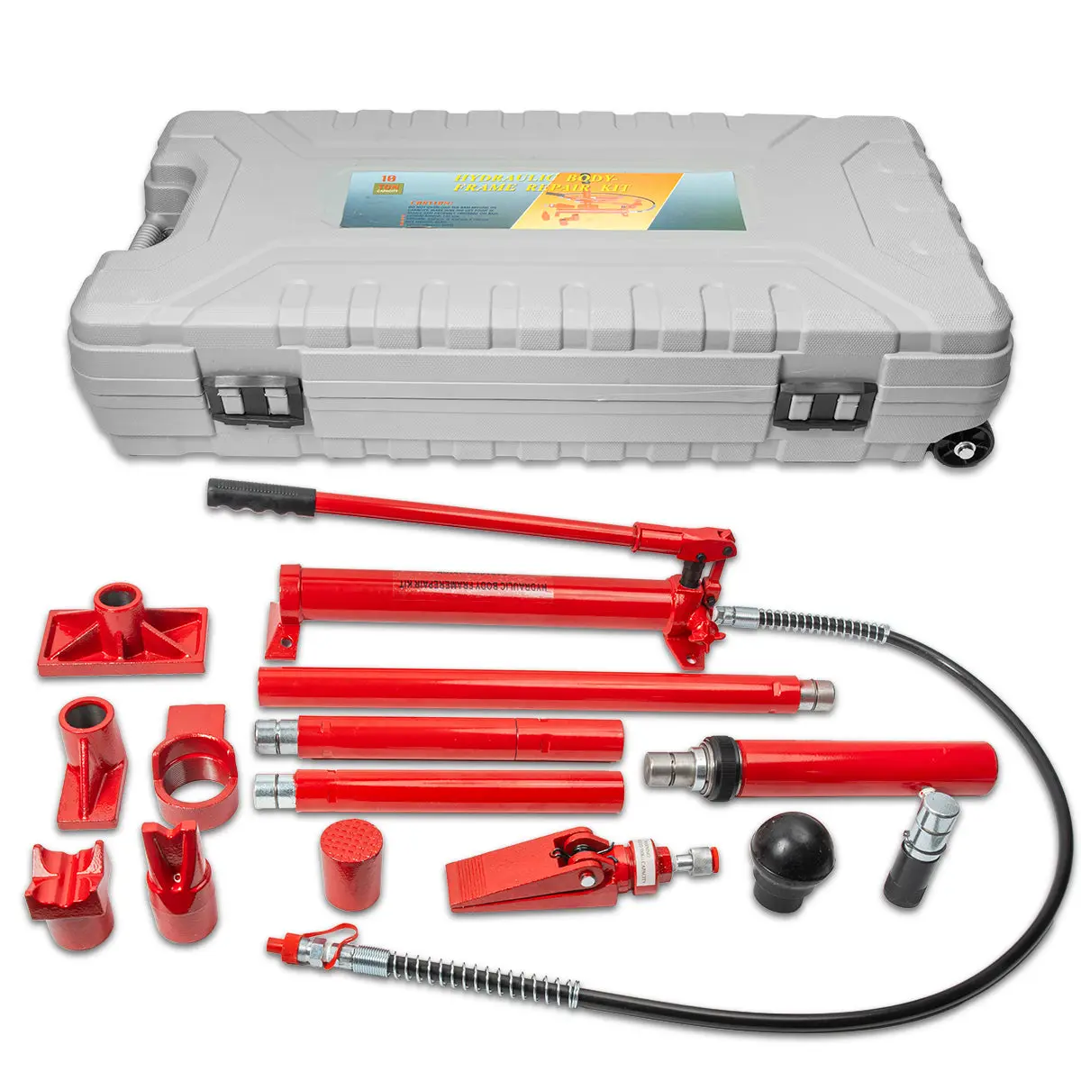 XtremepowerUS 10 Ton Hydraulic Jack Air Pump Lift Ram Body Frame Porta Power Kit for Auto Repair with 13-18" Lifting Range and Durable Carbon Steel, Auto Repair Kit