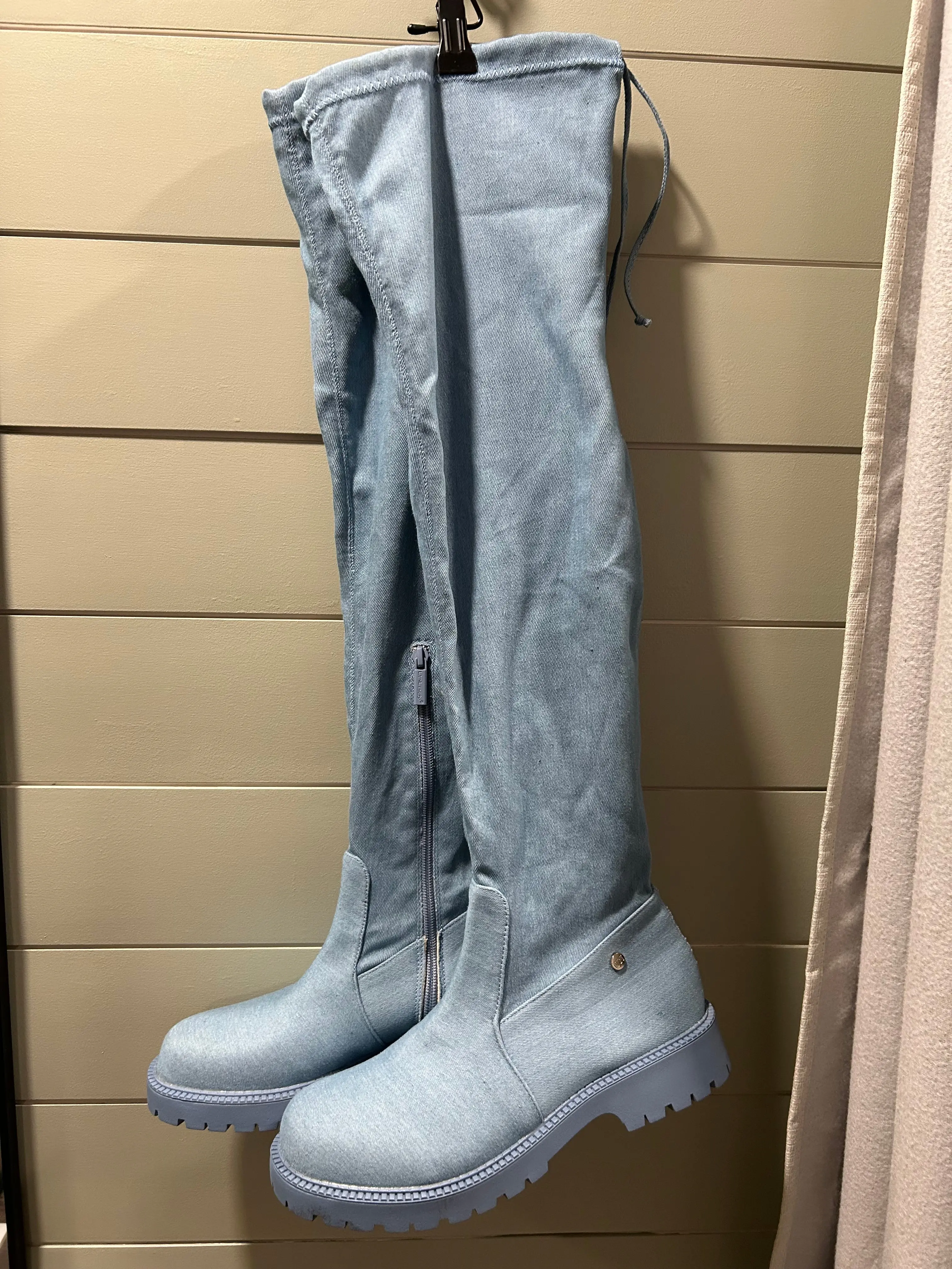 U-Thigh High Denim Boots - Sz 9