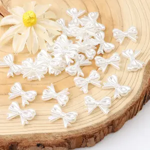 30pcs Cream Abs Resin Romantic Bow Beads, Beading Accessories, DIY Handmade Hair Accessories, Bracelet Necklace Making, Valentine's Day Gift