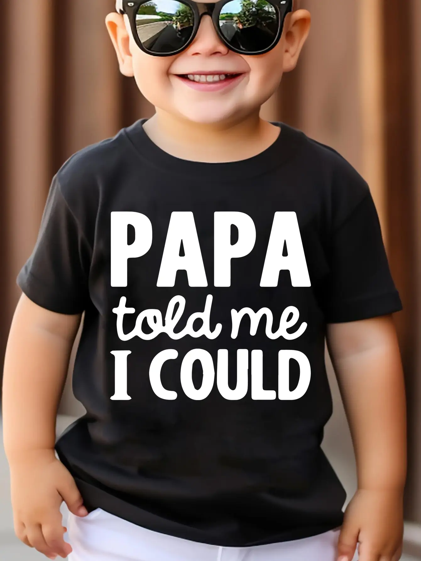 PAPA TOLD ME I COULD Kid-Friendly Boys' T-Shirt, Funny Print Graphic Short-Sleeve Summer Top, 100% Cotton Durable Comfy Kids' Casual Clothing, Funny Print Shirts, Kid-Friendly Boys' T-Shirts Funny Graphic Tees Funny Saying Shirt