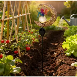 Garden Solar Light, Outdoor Decoration, Moon Fairy Angel Decoration Warm LED Light, For Pathway Lawn Patio Yard Decoration