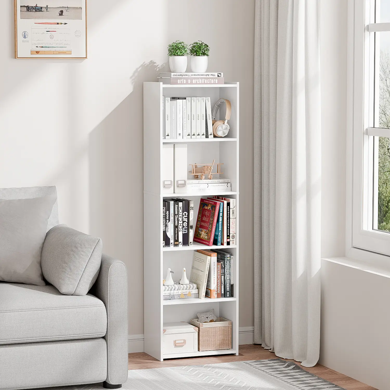 Segawe 5-Tiers Bookshelf Bookcase Multipurpose Collection Display Storage