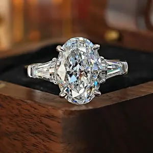 Solarii Three Stone Oval Cut 4.0ct Engagement Ring – 5A Cubic Zirconia CZ, 925 Sterling Silver, Perfect for Daily Wear for Women – Look at This, Refresh Your Look, Find Your Perfect Travel Suit