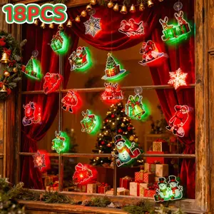 Christmas Decorative Stickers with Colorful Lights, Led Mood Light, Snowman Santa Snowflake Patterns, Wall Decoration Night Light, Party Decorations