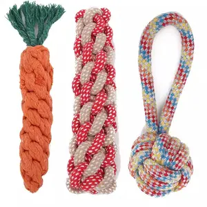Dog Chew Toy Durable Bichon Pomeranian Teddy Knot Small Puppy Carrot Cotton Rope Dog Training Pet Supplies