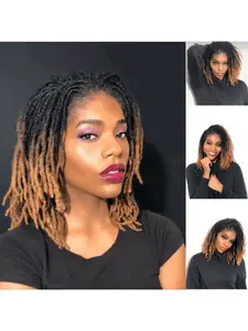 10 Strands Lock Extensions Human Hair, 0.6cm Pencle Size Dreadlock Extensions Human Hair For Women Men Full Handmade Permanent Dreads Locs(1B/30)