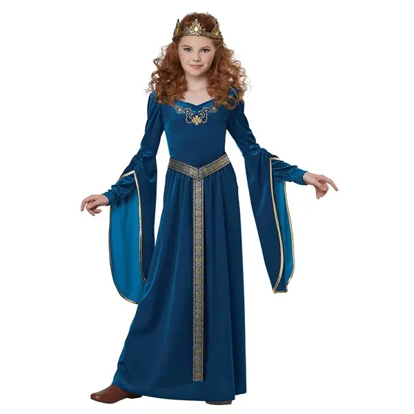 Teal Medieval Princess Girls Costume