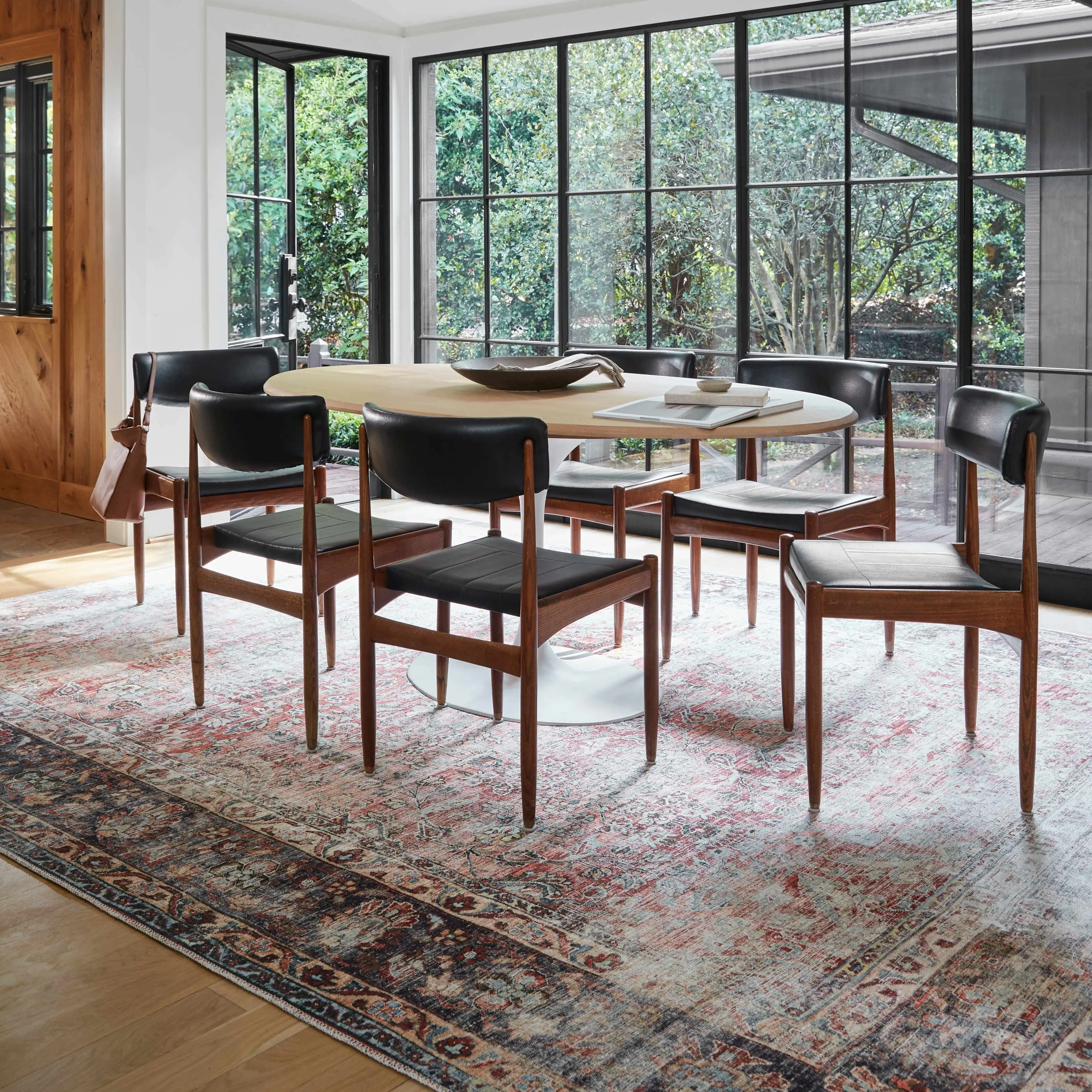 Rust Anahawan Distressed Washable Indoor Area Rug - Durable, Rustic Style for Kitchen, Dining Room - Clearance