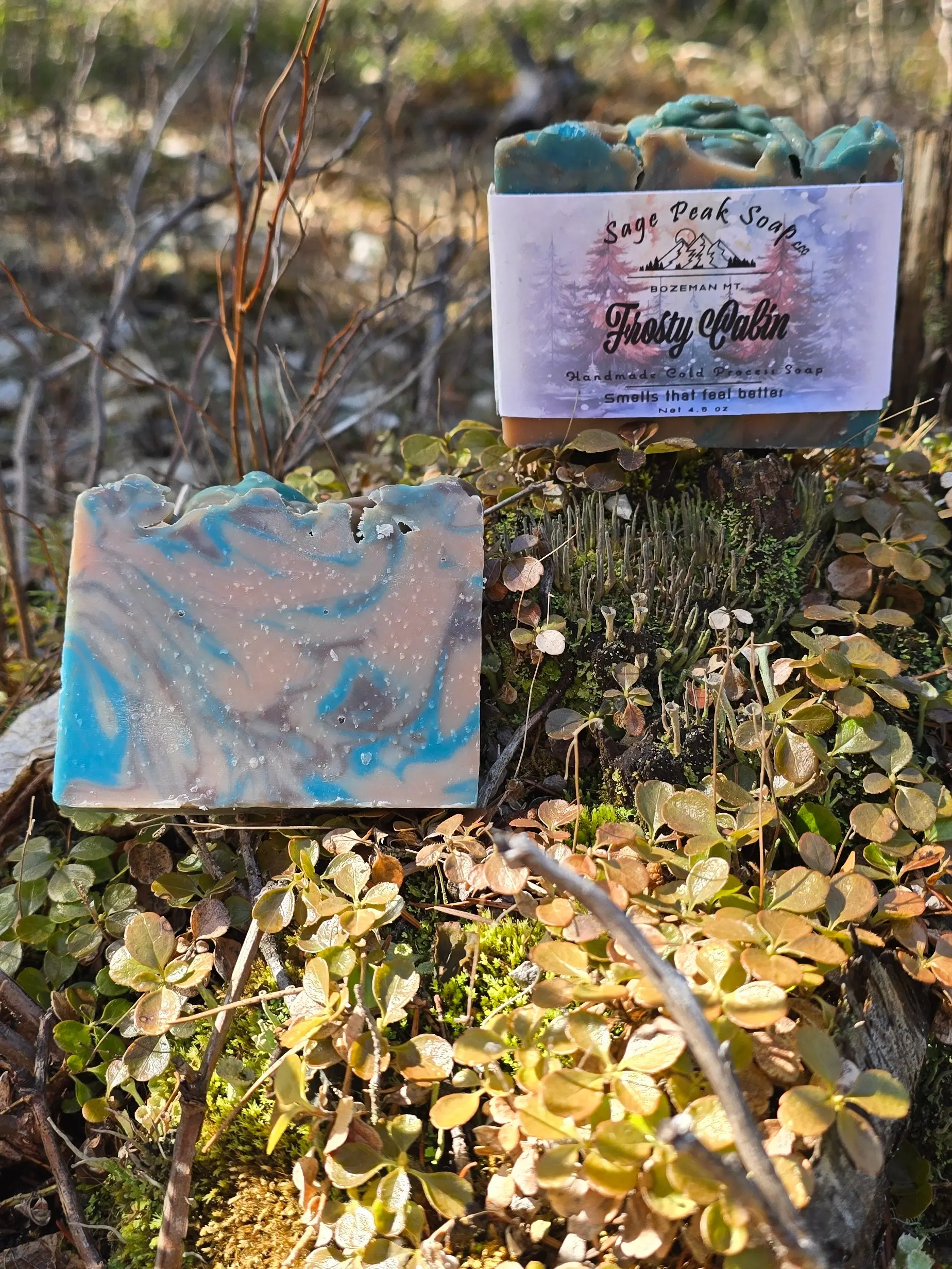 Frosty Cabin Cold Process Soap Bar, Holiday Edition- Sage Peak Soap LLC.