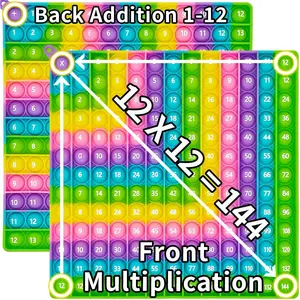 Double-Sided Math Pop Board for  - 12x12 Multiplication & 1+1 to 12+12 Addition Tables, STEM Sensory Learning  with Poppable Bubbles, Classroom & Home Learning Multiplication Chart Tool(1Pc)