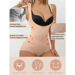 Women Body Shaper Bodysuit Shapewear Tummy Control Cincher Breathable Open Bust Corset Waist Trainer Slimming Body Shape Camisole Leotard