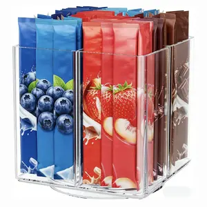 4-Compartment Transparent Rotating Storage Tray, Cosmetic & Skincare Organizer, Coffee Tea Bag Desktop Divider, Space-Saving Shelf