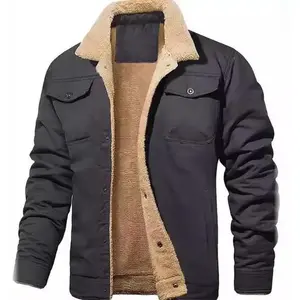Men's Winter Jacket Lined Sherpa Corduroy Trucker Coat with Multi Pocket Warm All Seasons Casual Outerwear