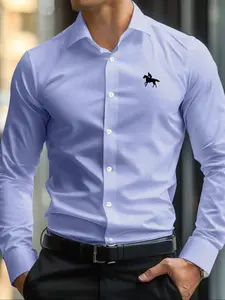 Men's Oxford Shirt, Casual Button Down Solid Color Button Collar Long Sleeve Dress Shirt with Pocket, Stylish for Casual and Formal Wear, Durable Cotton Fabric, Elegant Comfortable Fit