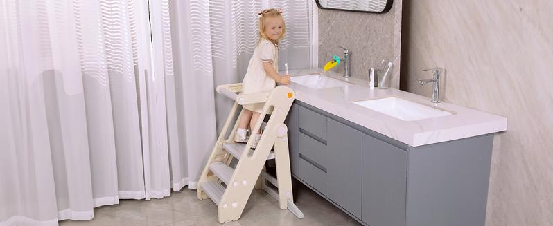 Dripex Toddler Tower Kitchen Stool Helper, Foldable & Adjustable Height Kids Learning Stool for Kitchen Counter Bathroom Sink, Child Ladder for Toddlers with Handles, Safty Rail, Non-Slip Pads Dripex Toddler Tower Kitchen Stool Helper, Foldable & Adjustable Height Kids Learning Stool for Kitchen Counter Bathroom Sink, Child Ladder for Toddlers with Handles, Safty Rail, Non-Slip Pads