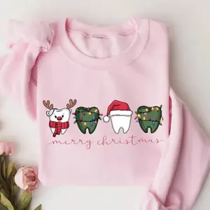 [Made in USA] [Collection For Christmas] Dentist Christmas Sweatshirt: Tooth Holiday Crewneck
