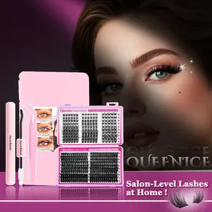 4 Styles Lash Extension Kit for Women with Lash Bond and Seal & Tweezers, Soft Lightweight Large Capacity Mixed Length Reusable Eyelashes, Long Lasting Easy to Use for Music Festival, Party, Daily & Work