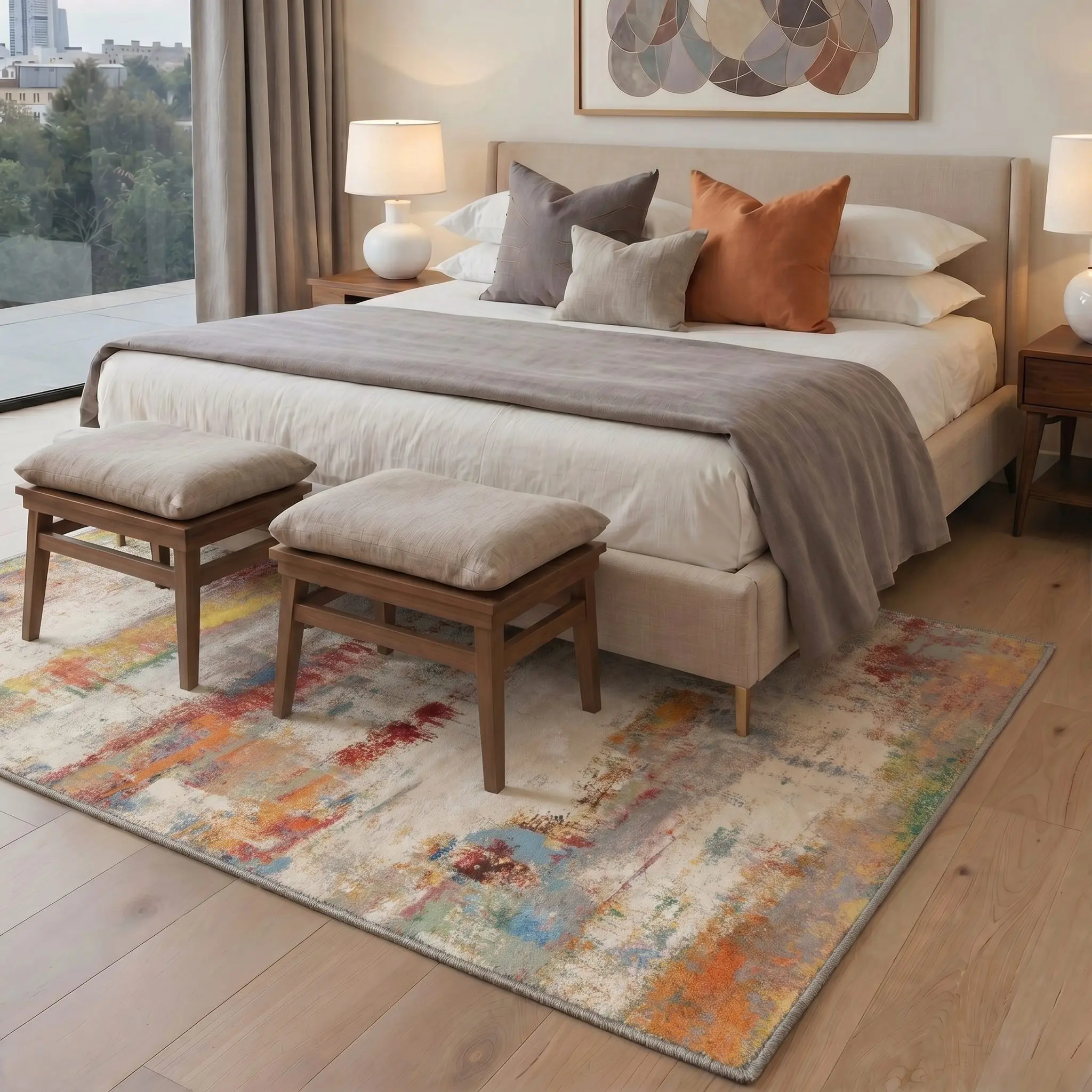 【Deals For You Days】GENIMO Floor Carpet Machine Washable Area Rug Non Slip Pet Friendly Soft Rug for Living Room Bedroom Kitchen Hallway Everyday Home Use,ARA5669-AMBER ECHO