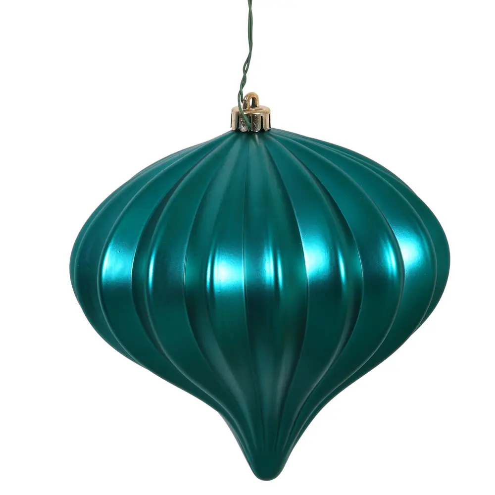 212 MAIN Teal Matte Plastic Round Onion Christmas Ornament - 5.7"h x 5.5"w x 5.5"l Lightweight Modern UV-Drilled Festive Home Decoration for Indoors (3 per Bag)