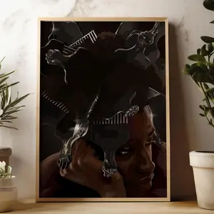 Black Woman Wall Art – Modern African Black Girl Poster, Afrocentric Art Print, Stylish Room Decor, Unframed