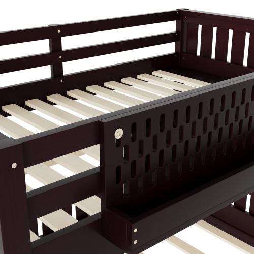 [Bellemave]Twin/Full XL/Queen Bunk Bed with Ladder and Guardrails, Pegboard and bookshelf,