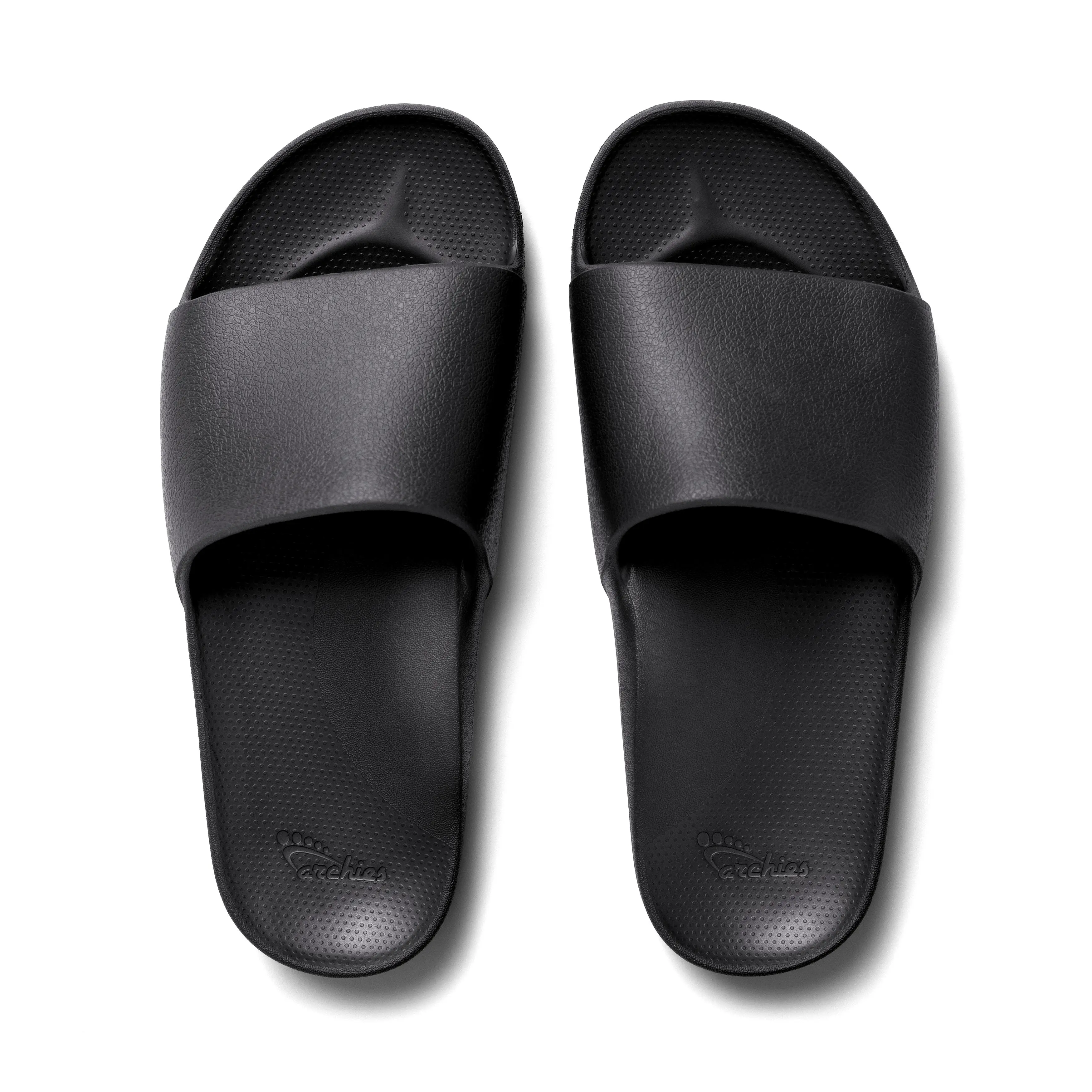 ARCHIES | Black Arch Support Slides – Orthotic Recovery Sandals for Plantar Fasciitis Relief, Foot Pain & Heel Pain – Lightweight, Cushioned, Shock-Absorbing Slides for Walking, Standing, and All-Day Comfort