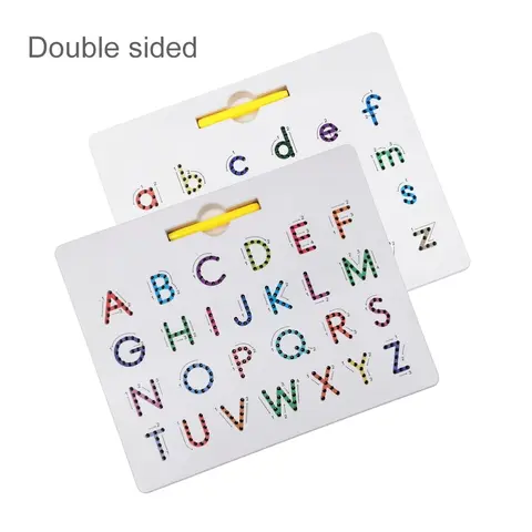 2-in-1 Double-Sided Magnetic Letter Tracing Board - Montessori ABS Plastic Tool with Magnetic Clicks, Alphabet Writing Practice for Toddlers 3-5, Visual Learning Tools, Classroom Learning, Hand-Eye Coordination, Early Literacy Development, Toddler Gifts