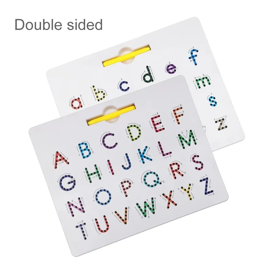 2-in-1 Double-Sided Magnetic Letter Tracing Board - Montessori ABS Plastic Learning Materials, Visual Learning Tools with Magnetic Clicks, Alphabet Writing Practice for Toddlers 3-5, Preschool Sensory Travel Office School Supplies