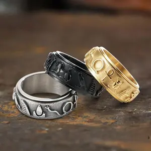 Egyptian Symbols Ankh Spinner Ring for Men and Women Gift Stainless Steel