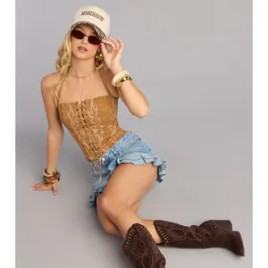 Wild Card Lace-Up Western Top