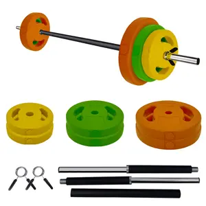 Barbell Weight Set, Multi-Color 40LB Adjustable Fitness Barbell, PU Coated Weight Plates Equipped with 51 Inch Bar, Portable Strength Training Gear for Indoor Home Workout, Fathers Day gift