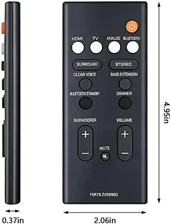 Replacement Remote Control FSR78 ZV28960 for Yamaha YAS-207 YAS207 YAS-1080 YAS-108 YAS-107 YAS107 YAS-106 YAS106 ATS-2090 ATS-1080 ATS-1070 ATS-1060 Home Audio Speaker System