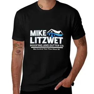 SummitRush Mike Litzwet Roofing and Gutter Co. funny name T Shirt, Unisex Cotton