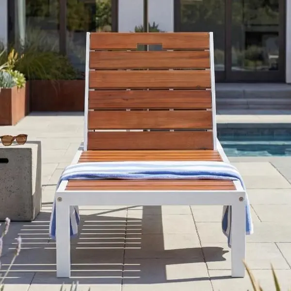Bellemave  Outdoor Chaise Lounges Pool Lounge Chairs Outdoor Daybed Recliner with Adjustable Backrest for Patio, Poolside or Beach, White+Brown