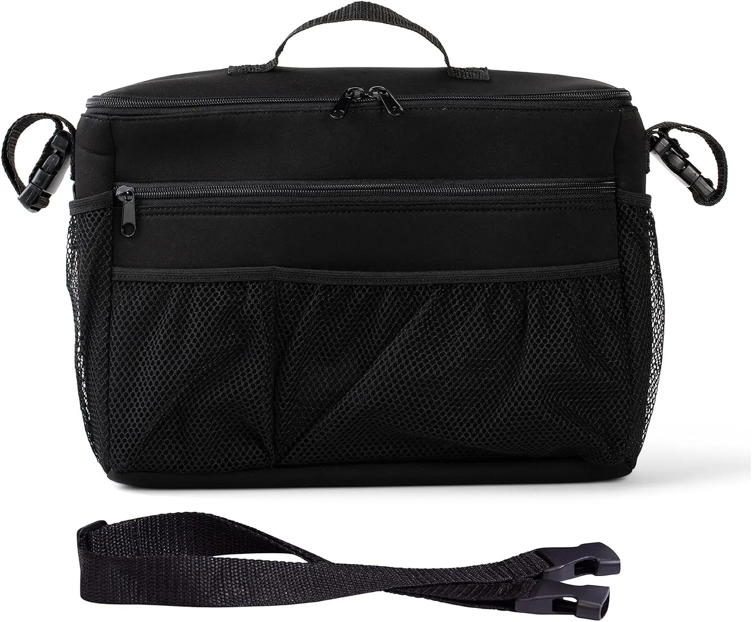 Cool 'N Cargo Stroller and Wagon Cooler and Organizer - Universal Fit - Insulated - Attaches to Strollers, Wagons, Walkers and Wheelchairs - Large Capacity - BlackGift.