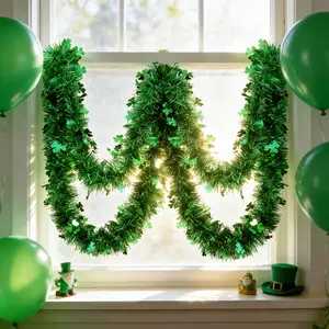 St Patrick's Day Clover Ribbon Bow Wreath Making Kit, Irish Festival Atmosphere Decoration, DIY Craft Supplies, Greenery Garland