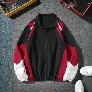 ( Five-star review)Men Rave Color Block Jacket Without Tee, Going Out Long Sleeve Color Block Lightweight Jacket, For Friends, Husband, Boyfriend Gifts