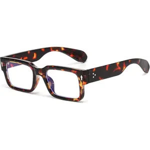 Rectangle Glasses for Men Women Square Blue Light Glasses Thick Frame Black Eyeglasses