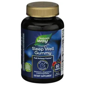 Nature's Way Sleep Well Gummy - 60pc Berry Flavored Melatonin L-Theanine Herbal Support for Restful Sleep Fast-Acting Melatonin Calms the Mind Herbal Blend