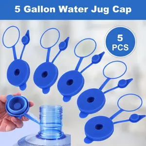 3 & 5 Gallon Water Jug Cap Reusable, Food Grade Silicone Replacement Gallon Caps for 55mm Standard/Screw/Crown Tops Water Bottle and Water Dispensers, Non-Spill Lids for Anti-Splash, Leak Free (5PCS)