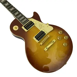 Flame Maple Veneer lp guitar Sunset Gradient, pickguard with signature ,HH pickup